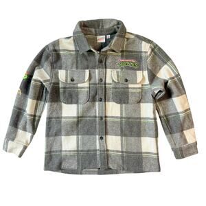 Nickelodeon Teenage Ninja Turtles Flannel Button Down Shirt Boys Medium Gray